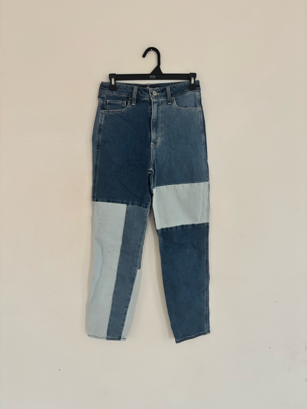 Hollister Patchwork High Rise Mom Jeans W25 Y2K Colorblock Denim